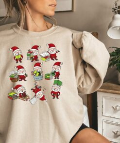 Funny Santa Claus Reading Books Sweatshirt Lovely Unique Xmas Gift