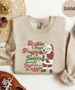 Funny Santa Get High Marijuana Christmas Cute Cannabis Winter Holiday Sweatshirt