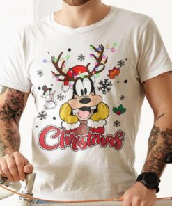 Goofy Santa Reindeer Christmas White Tee Disney