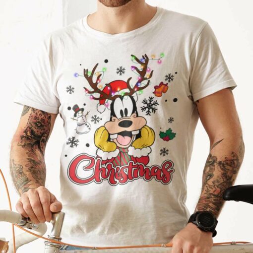 Goofy Santa Reindeer Christmas White Tee Disney