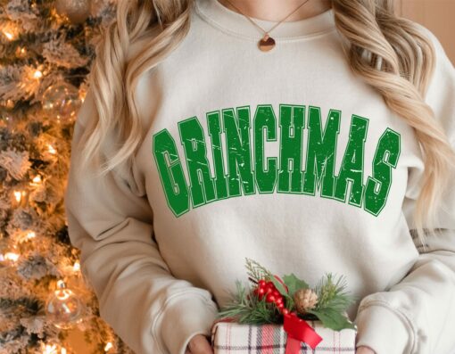 Green Merry Grinchmas Minimalist Sweatshirt Trendy Unique Christmas Gift