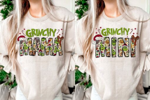 Grinchy MaMa Cute Humor Green Christmas Sweatshirt Lovely Unique Xmas Gift