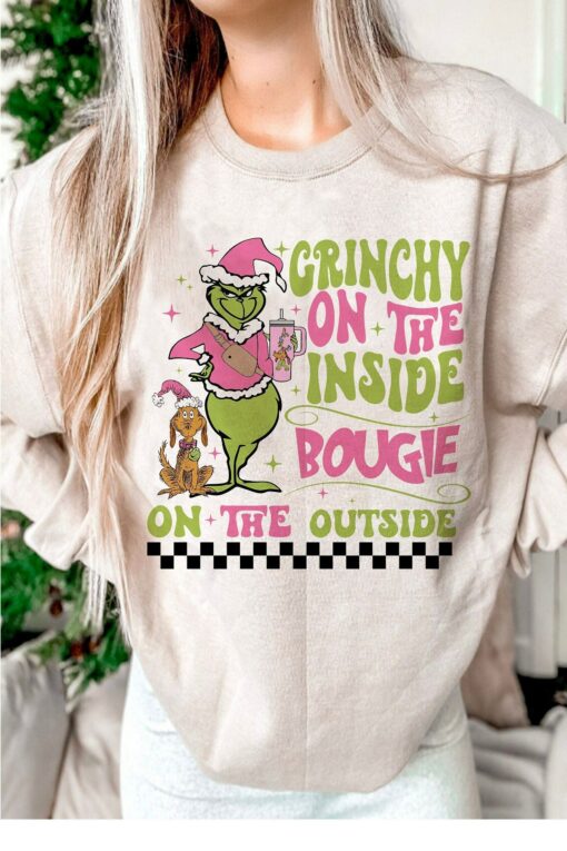 Grinchy On The Inside Bougie On The Outside Christmas Sweatshirt Lovely Unique Xmas Gift