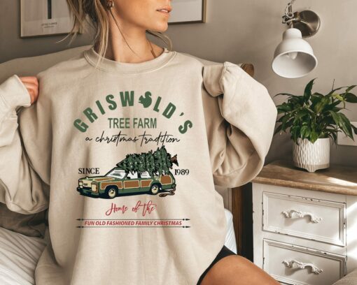 Griswold’s Tree Farm A Christmas Tradition Since 1989 Car And Pine Tree Sweatshirt Vintage Unique Xmas Gift