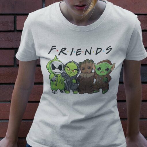 Groot Baby Yoda The Grinch Jack Skellington Friends Christmas T-shirt