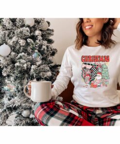 Groovy Merry Christmas Graphic Sweatshirt Cute Unique Xmas Gift