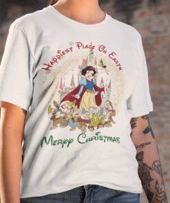 Happiest Place On Earth Merry Christmas T-shirt Snow White and the Seven Dwarfs
