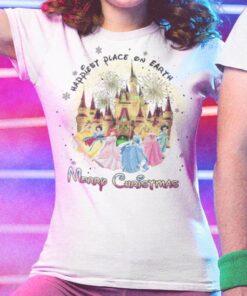 Happiest Place On Earth Princess Merry Christmas White Tee