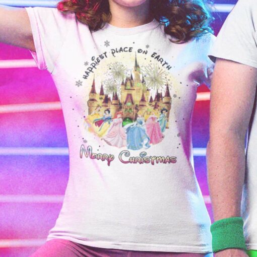 Happiest Place On Earth Princess Merry Christmas White Tee