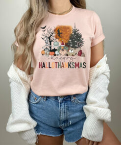 Happy Hallothanksmas Christmas Skeleton Pumpkin Sweatshirt Scary Unique Xmas Gift