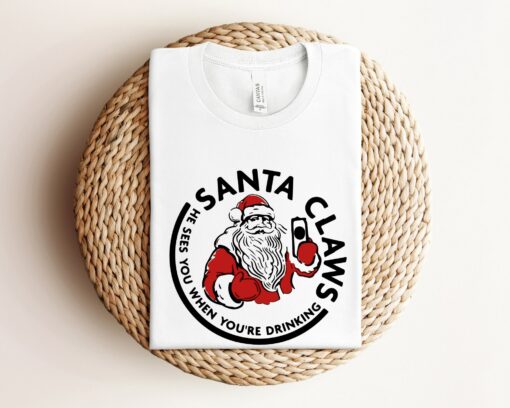 He Sees You When You’r Drinking Santa Claws Funny Christmas Sweatshirt Lovely Unique Xmas Gift