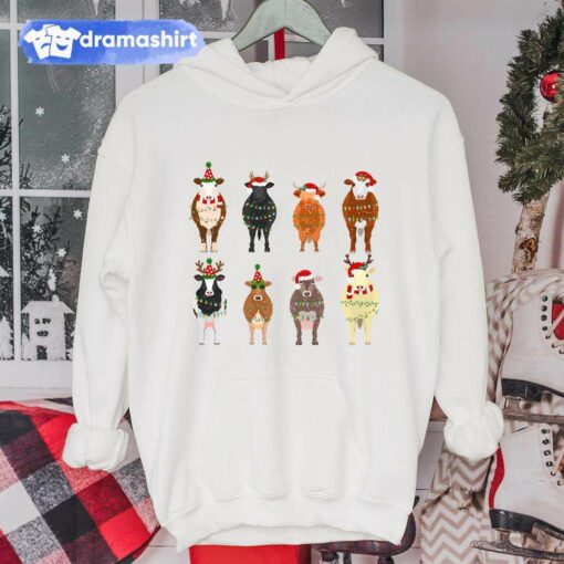 Highland Cow Farm Bull Christmas Hoodie