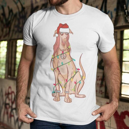 Hippie dog Christmas Light T-Shirt