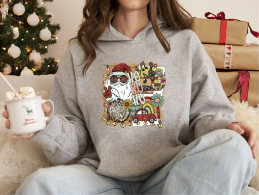 Ho Ho Ho Hippie Funny Santa Sweatshirt Unique Chrsitmas Gift