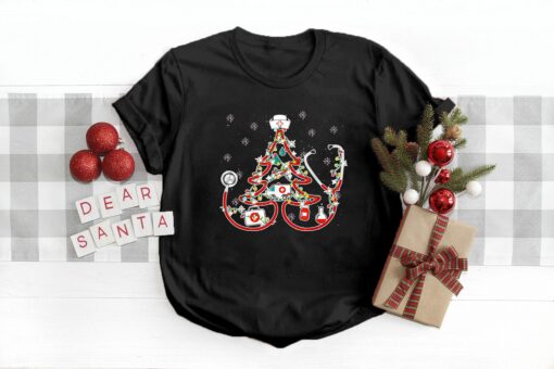 Holly Jolly Stethoscope Christmas Tree Sweatshirt Lovely Unique Xmas Gift