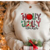 Holly Jolly Teacher First Grade Math Kindergarten Sweatshirt Lovely Unique Xmas Gift