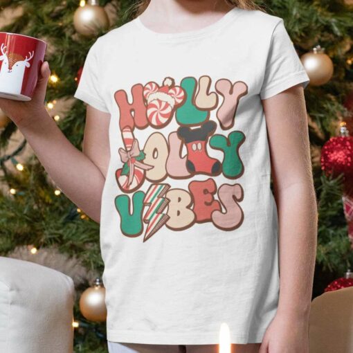 Holly Jolly Vibes Mickey Candy Style Christmas T-shirt