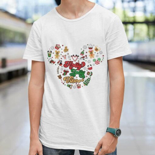 Holly Jolly Vibes Mickey Icon Christmas T-shirt Disney