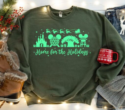 Home For The Holidays Disneyland Mickey Magic Time Christmas Sweatshirt Lovely Unique Xmas Gift