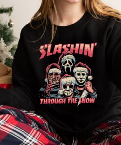 Horror Guys Slashin Through The Snow Christmas Sweatshirt