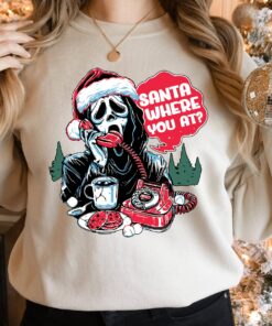 Horror Santa Where You At Christmas Sweatshirt Funny Unique Xmas Gift