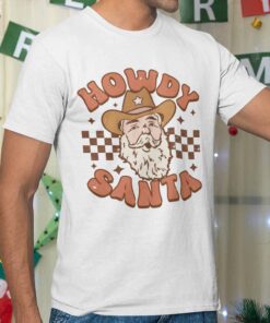 Howdy Santa Checkerboard Style Christmas T-shirt