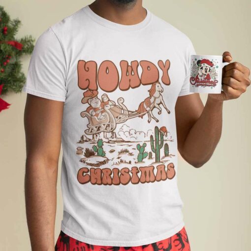 Howdy Santa Christmas Sleigh Ride In Desert Christmas T-shirt