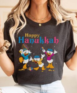 Huey Louie Dewey Duck Spin Dreidel With Hanukkah Menorah Sweatshirt Disneyland Cute Unique Christmas Gift
