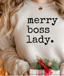Humorous Merry Boss Lady Christmas Boss Girl Minimal Holiday Sweatshirt