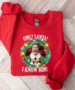 Humorous Saying OMG Santa I Know Him Vintage Xmas Sweatshirt