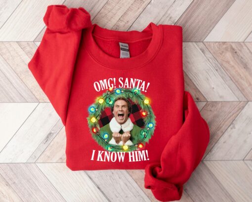 Humorous Saying OMG Santa I Know Him Vintage Xmas Sweatshirt