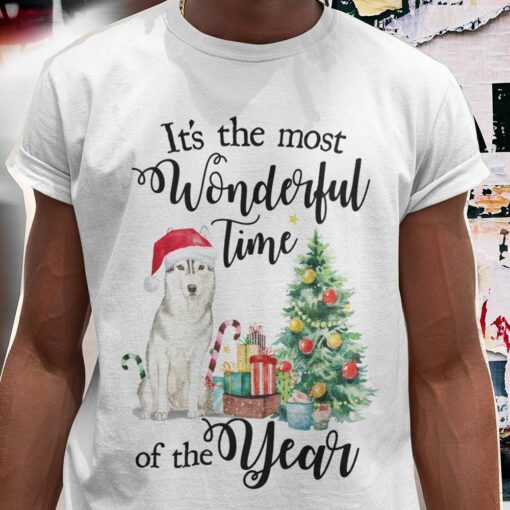 Husky Dog It’S The Most Wonderful Time Of The Year Christmas T-shirt