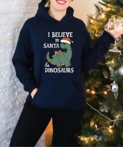 I Believe In Santa And Dinosaurs Sweatshirt Cute Lovely Unique Xmas Gift