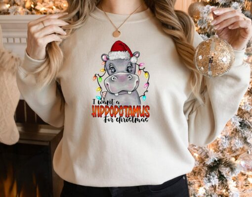 I Want A Hippopotamus For Christmas Sweatshirt Lovely Unique Xmas Gift