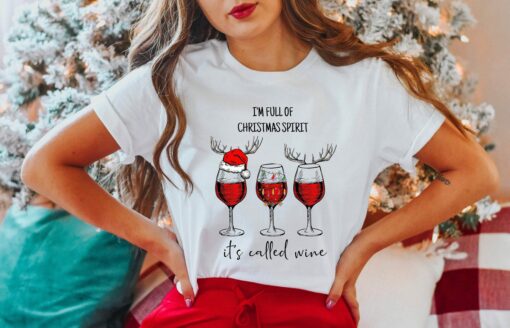 I’m Full Of Christmas Spirit It’s Called Wine Reindeer Cocktails Sweatshirt Lovely Unique Xmas Gift