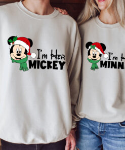 I’m Her Mickey His Minnie Disneyland Couples Christmas Sweatshirt