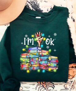 I’m OK Book Lover Christmas Bling Colourful Sweatshirt