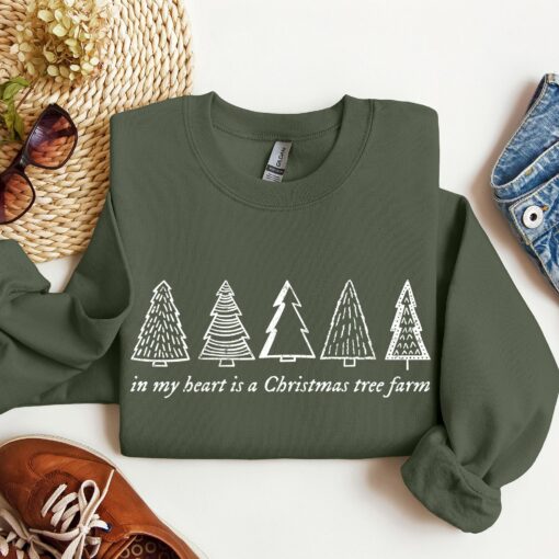 In My Heart Is A Christmas Tree Farm Swiftie Sweatshirt Lovely Unique Xmas Gift