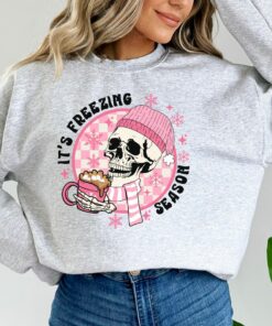 It’s Freezing Season Pinky Skull Sweatshirt Unique Xmas Gift