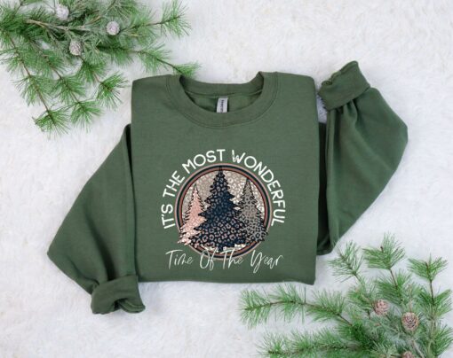 Its The Most Wonderful Time Of The Year Pine Trees Christmas Sweatshirt Lovely Unique Xmas Gift