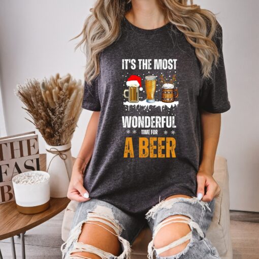 It’s The Most Wonderfull Time For A Beer Santa Beer Reindeer Drinking Sweatshirt Lovely Unique Xmas Gift