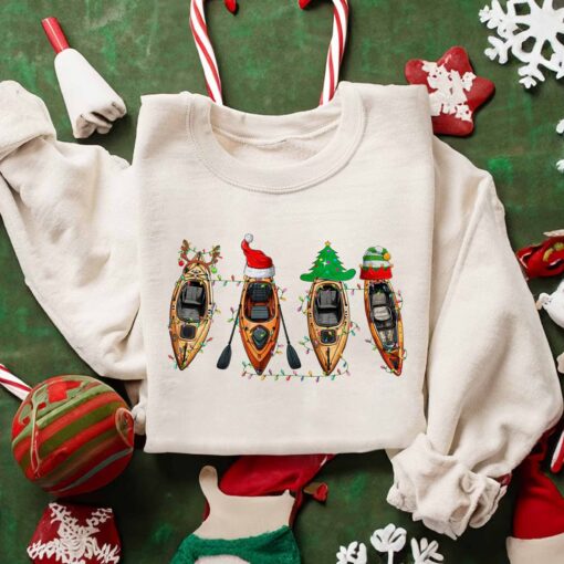 Kayaker Christmas Tree Light Sweatshirt