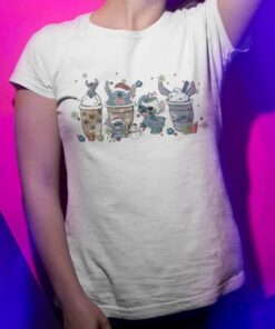 Latte Warm Cozy Coffee Christmas T-shirt Lilo & Stitch
