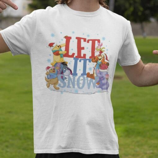 Let It Snow Christmas White Tee Winnie The Pooh