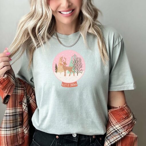 Let It Snow Pink Ball Reindeer Christmas Sweatshirt Lovely Unique Xmas Gift