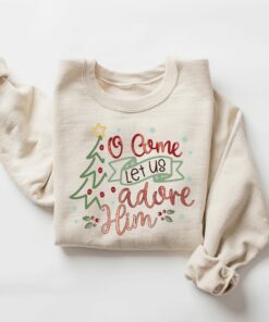 Let Us Adore Him Christmas Tree Sweatshirt