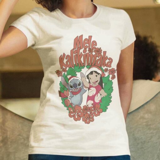 Lilo & Stitch Mele Kalikimaka Wreath Christmas T-Shirt Disney