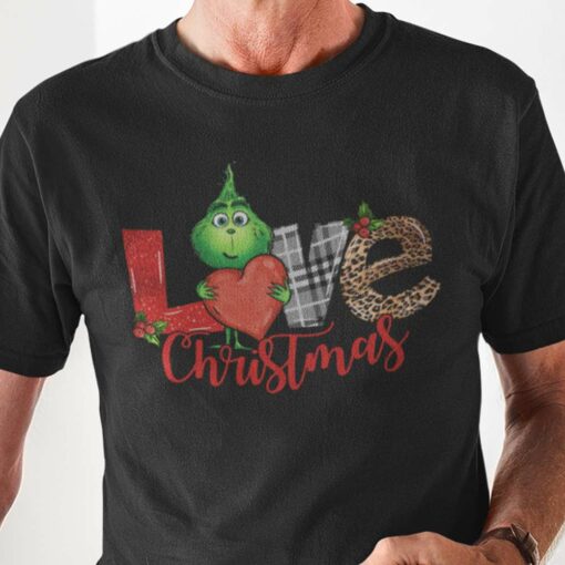 Love Christmas Shirt Cute Grinch With Heart