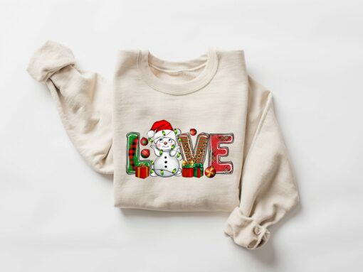 Love Snowman Christmas Lights Cute Sweatshirt