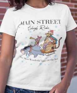 Main Street Sleigh Rides Christmas White Tee Winnie The Pooh